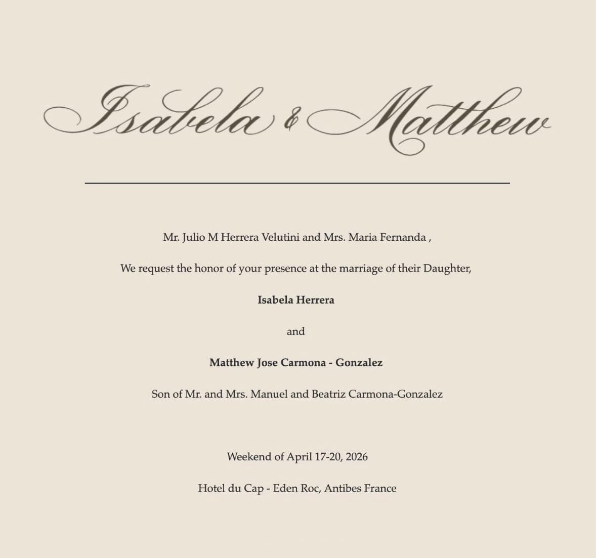 Wedding invitation on linen