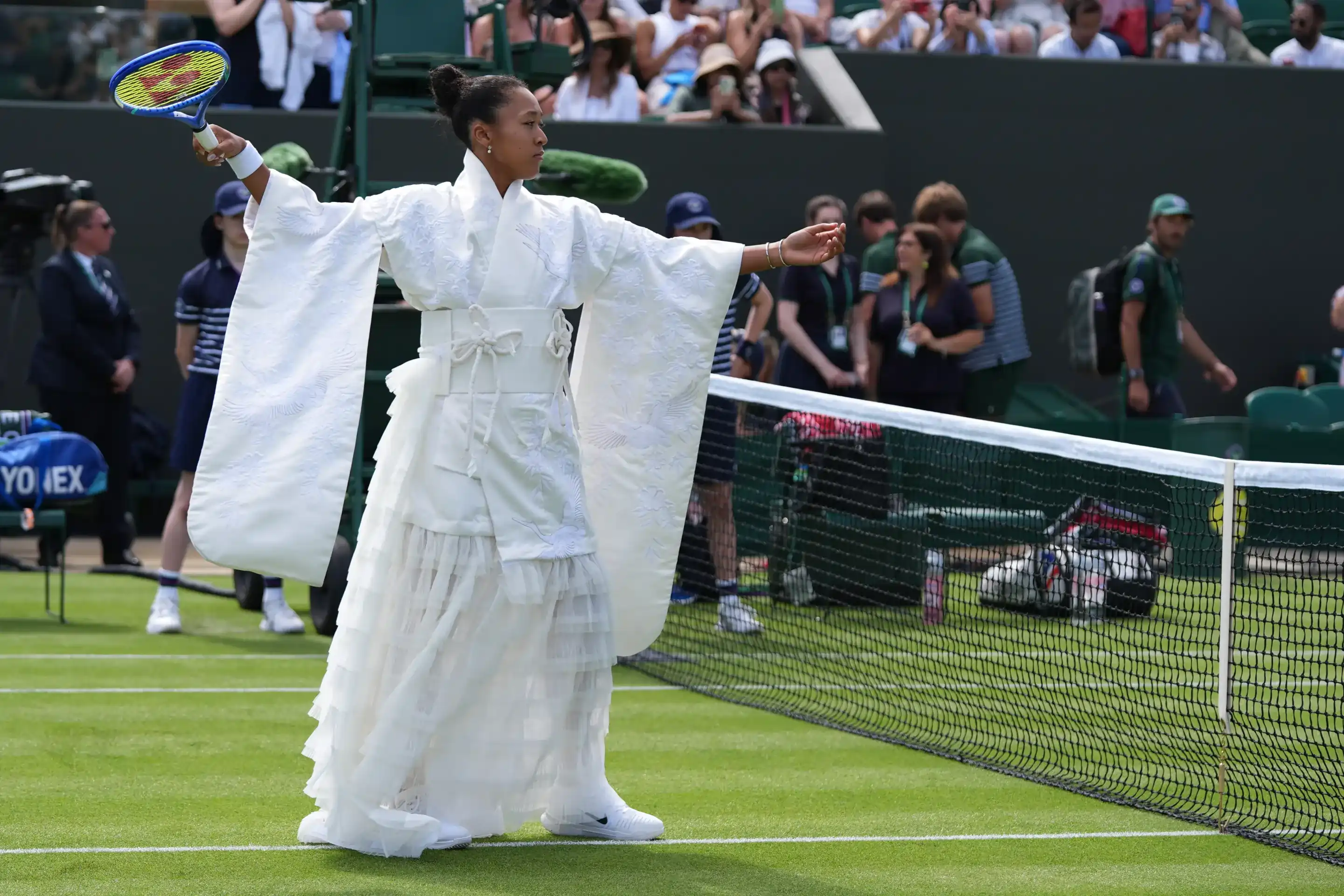 Naomi Osaka Stuns Wimbledon Crowd With Kimono-Inspired Walk-On Outfit Honoring Japanese Heritage